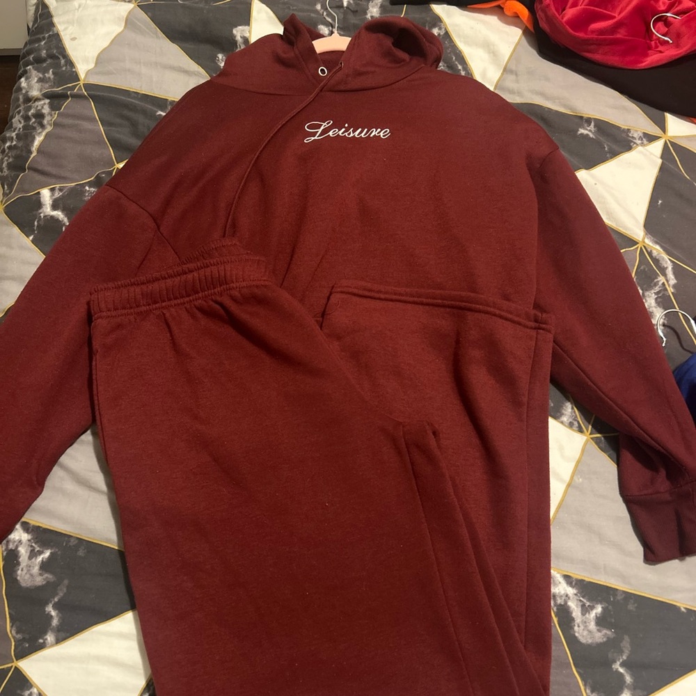 Fashion Nova Burgundy Hoodie and Sweatpants Set